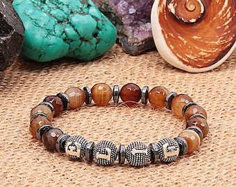 Agate Bracelet Gift For Women or Men, 8mm Gemstone Bracelet, %100 original and real natural stone