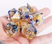 Blue Resin Dice Set | Resin Sharp Edge Dice Set | Sunflower DnD Dice Set | D20 Dice Set | Role Playing Dice