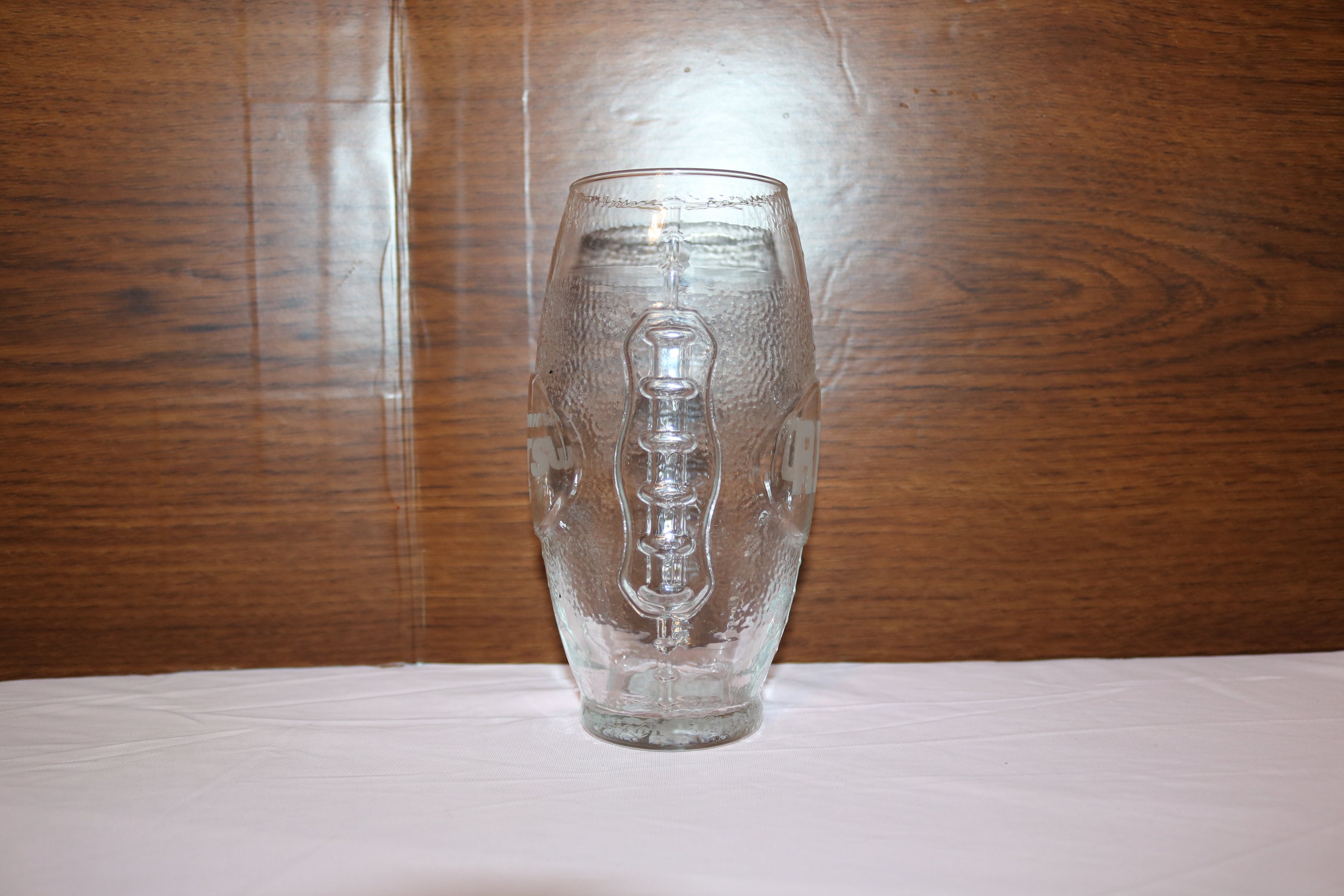 Etched with Last Name and Jersey Number Custom Football Shaped Glass