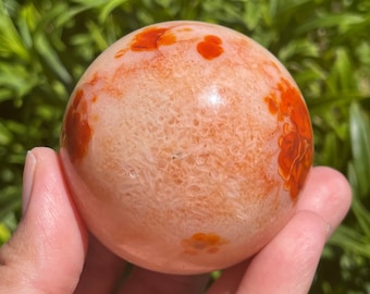 Unique Carnelian Sphere | Druzy Carnelian