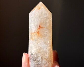 Carnelian Flower Agate Tower with Dendrites | Rare Carnelian Flower Agate in Quartz