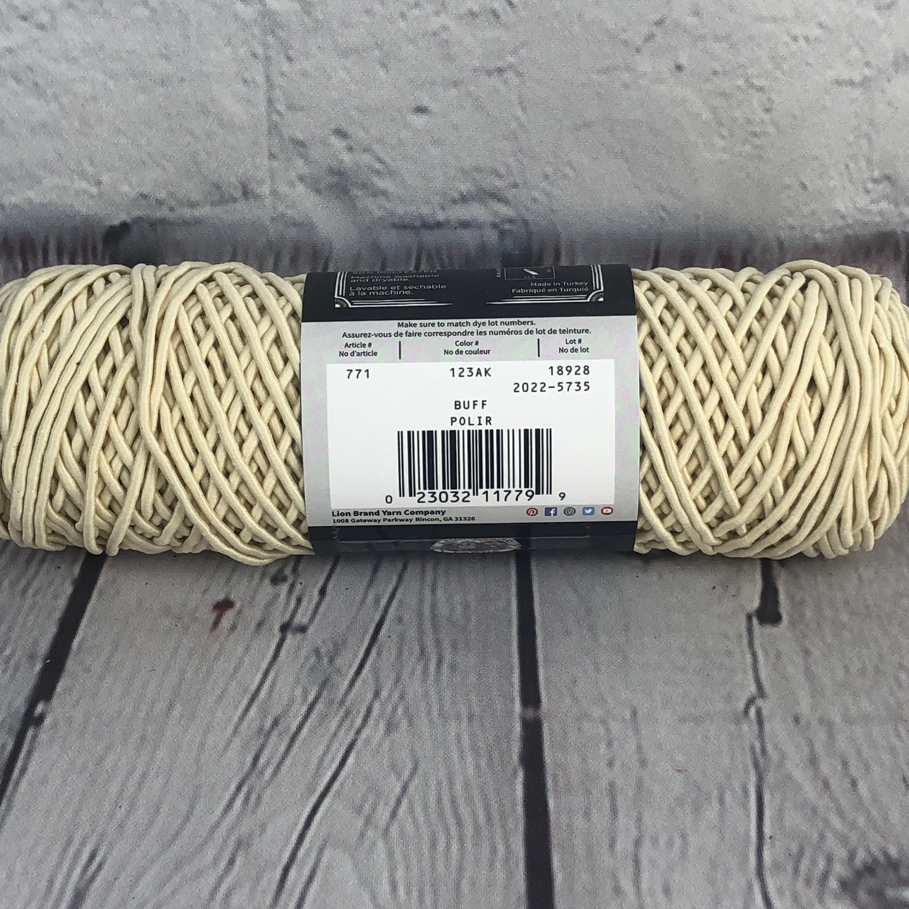 Lion Brand Yarn For the Home Cording Buff Medium Recycled Cotton