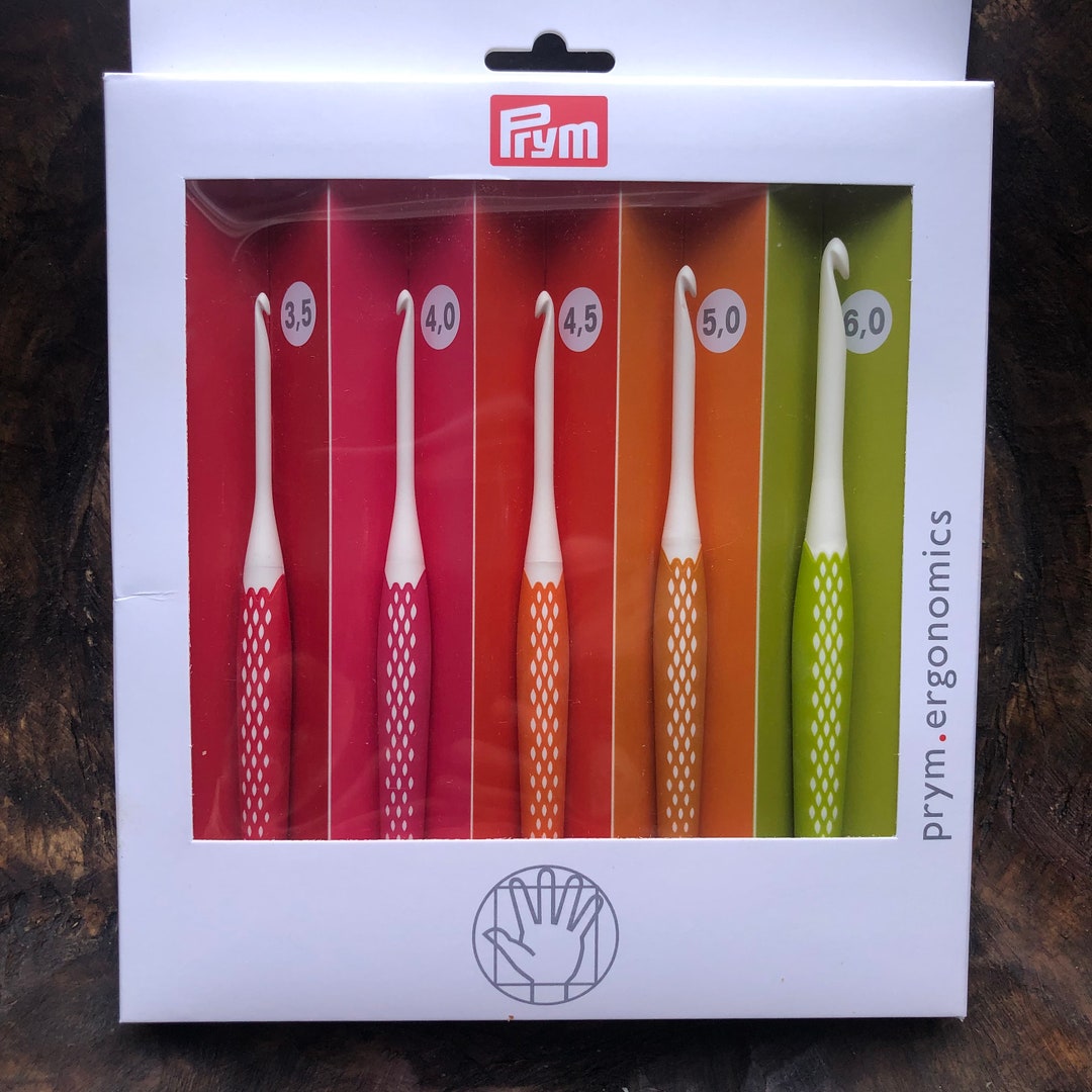 Prym crochet hook set individual rubber hooks soft grip ergonomic