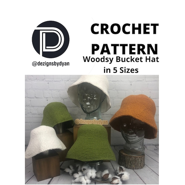 Woodsy Bucket Crochet Hat Pattern is a simple, quick make with mainly SC using cotton blended yarn that has a stitch video support included.