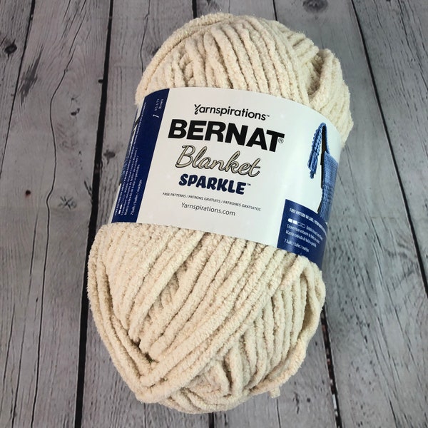 Bernat Blanket Sparkle yarn is a 100% washable, polyester, chenille style yarn that is perfect for blankets and toys with a subtle sparkle.