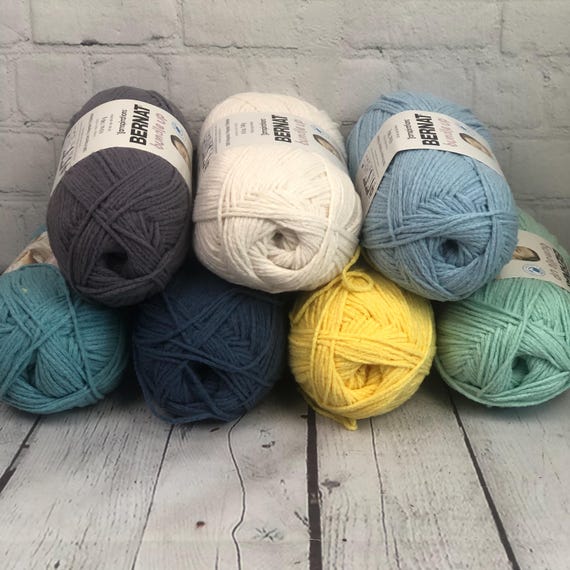 Bernat Bundle Up is a soft polyester fiber often used for baby items and works up with great stitch definition in soft flannel looking hues.
