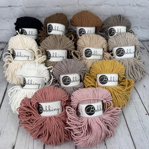 Bobbiny 3mm Braided Cotton Cord, 108 Yards, Recycled Cotton, DIY Fiber Art