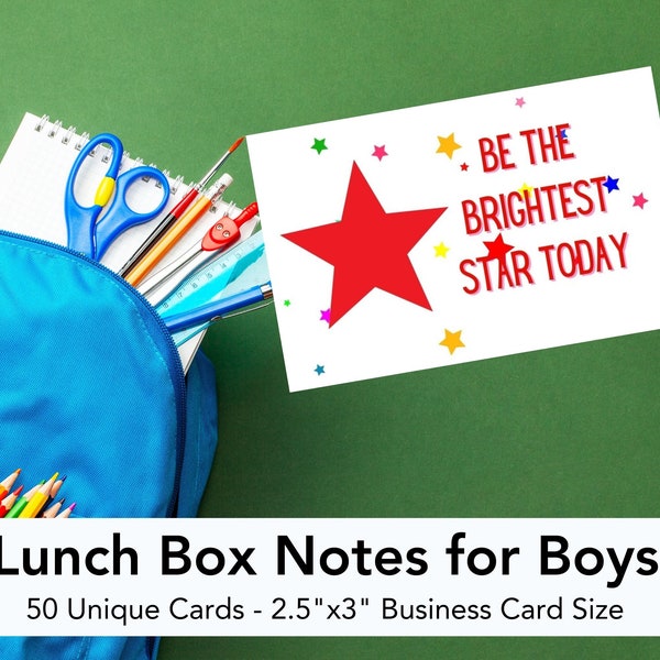 Lunch box notes for kids, lunchbox notes for boys, positive affirmations, encouraging notes for boys, instant download, lunch notes