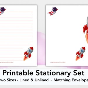 Cohete espacial IMPRIMIBLE, cohete estacionario, sobre estacionario, papel de carta imprimible, papel de escribir, cohetes, nave espacial, niños