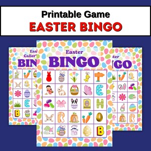 Bingo for kids PRINTABLE game Easter bunny 20 unique cards kids game birthday bingo  learner games homeschool kindergarten first grade
