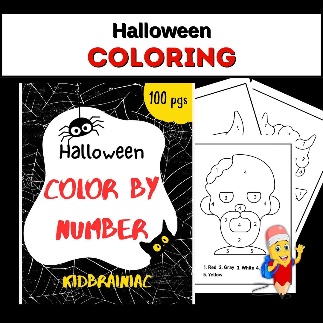 Halloween Coloring Book: Spooky Ghost Color by Number (100 Pages) (PDF ...