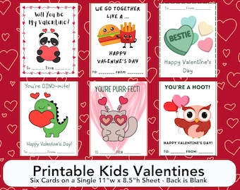 Kids Valentine’s Day Cards, Funny Printable Classroom Valentine, Elementary School Valentine’s, Girls Boys Valentines, Cute Valentine Card