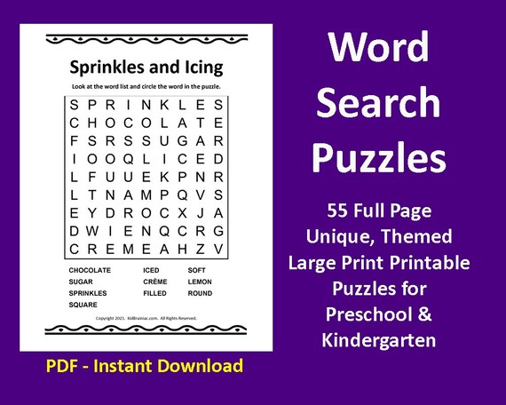 Word Search Printable Word Search Puzzles for Preschool and | Etsy