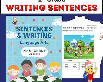1st Grade Sentence Writing Activity Book: Language Arts Practice Printable PDF