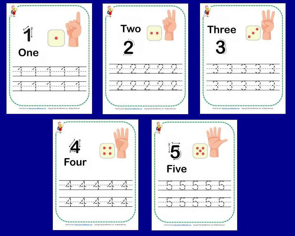 Number Tracing 1-10 Worksheet, Hand Count, Preschool Learn to Write ...