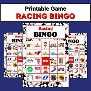 Racing Bingo für Kinder DRUCKBARE Spiel 20 Racing Bingo Karten Kinderspiel Geburtstag Bingo Lernspiele Schule Kindergarten Grundschule