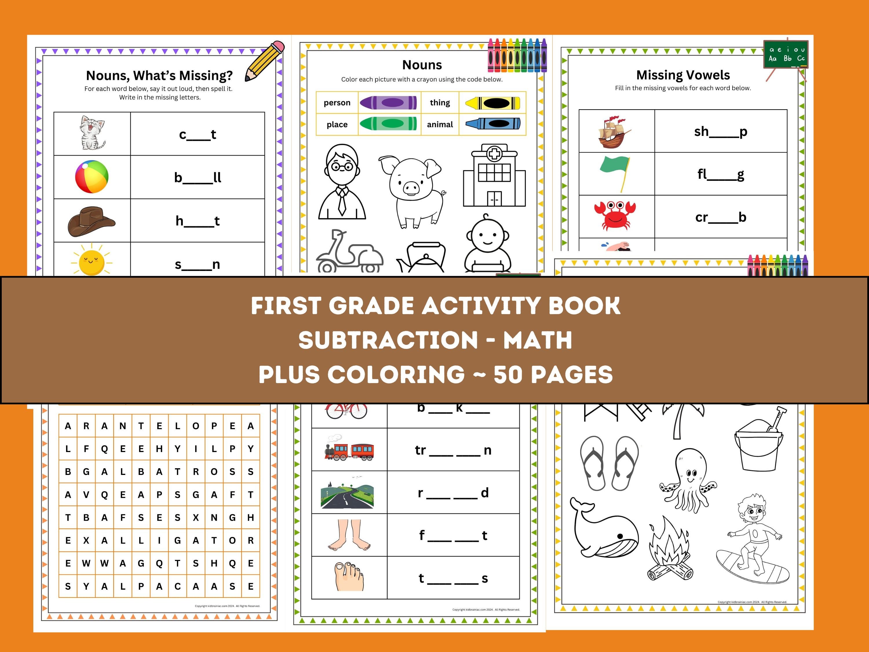 First Grade Vocabulary Activity Book Spelling Sight Words Worksheets ...