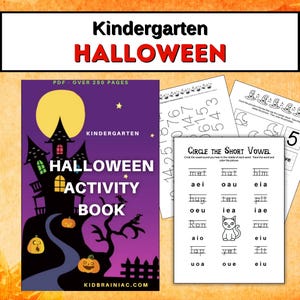 Cahier d'activités d'Halloween, Jardin d'enfants, Imprimable, Vacances, Activités d'apprentissage, Feuilles d'exercices, École à la maison, Coloriage, Jeux, Bundle d'activités