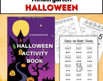 Halloween Activity Book, Kindergarten, Printable, Holiday, Learning Activities, Worksheets, Homeschool, Coloring, Games, Activity Bundle