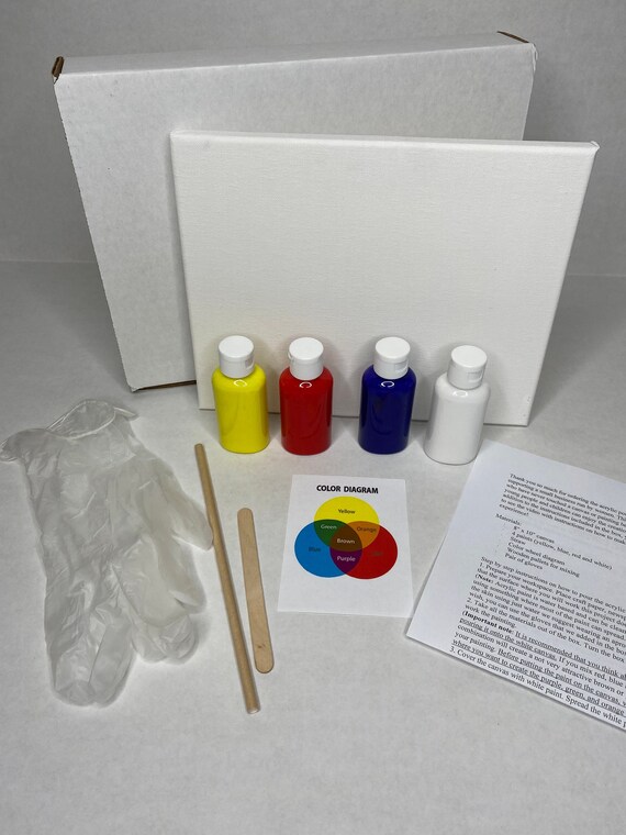Acrylic Paint Pour Kit, Fluid Art Kit, Painting in a Box, Paint