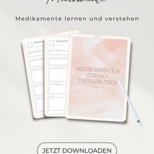 Learning templates - Medication theory / PDF for nursing, rescue services & medical students, digital download for Goodnotes,
