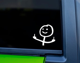 Stick Figure Flipping Double Middle Finger Vinyl Decal