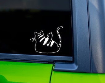 Cat Flipping Middle Finger Vinyl Decal