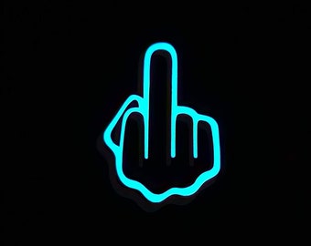 Blue Glow Middle Finger Vinyl Decal