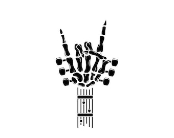 Skeleton Rock On Guitar Vinyl Decal