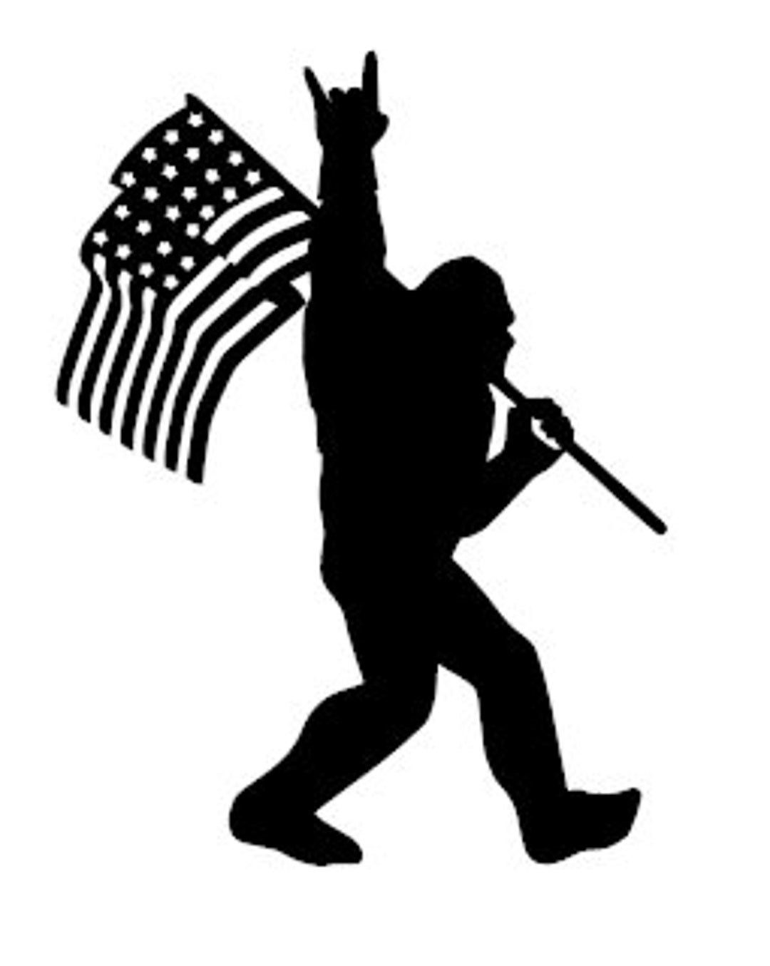 Bigfoot With American Flag Vinyl Decal - Etsy