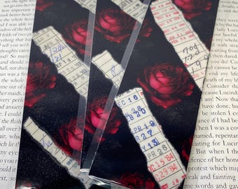 Roses and Dates Dark Academia Floral Bookmark