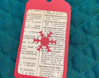 Christmas Snowflake Gift Tags Pack of 10-Book Page Tags