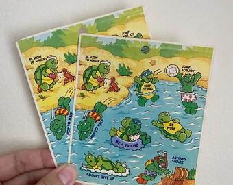 Frog and Turtle 1995 Vintage Redi-Stix Stickers Set Positive Affirmations Scrapbooking Junk Journal