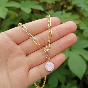 Pink smiley face necklace Clearance