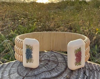 3/4” Lightship Basket Bracelet Acrylic End Caps Choice
