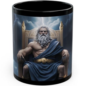 ZEUS Coffee Mug, Zeus Greek Mythology Coffee Mug, 11oz Black Mug