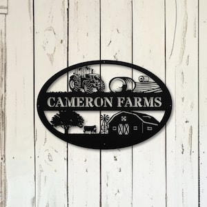 Custom Family Name Farm Metal Art Sign, Housewarming gift for a farmer, Personalized country farm sign