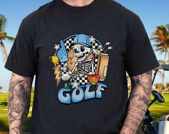 Golf t-shirt for golfers, Tshirt for golfers, Gift for golfer boyfriend, golf lovers t shirt, golf player shirt, skull golf t-shirt