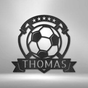 Personalized Soccer Ball Metal Sign, Sport Wall Art With Custom Name For Home Decor, Birthday Gift, Soccer Player Gift