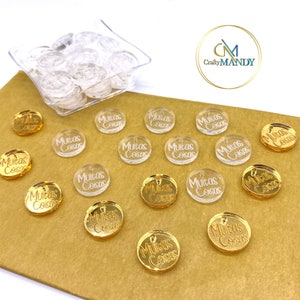 Custom Laser Etched Acrylic Round Charms, Small, Jewelry Tag, Charm, Clear Acrylic, Mirror Acrylic, 1/2 inch, 1 inch