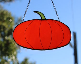 halloween pumpkin decor, stained glass window hanging pumpkin, thanksgiving decor, pumpkin fall decor,