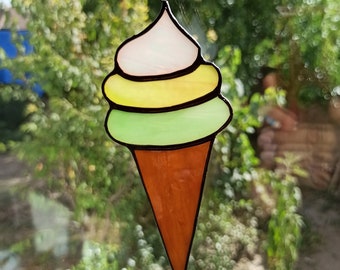 stained glass ıcecream, window hanger stained glass, window hanger ıcecream,