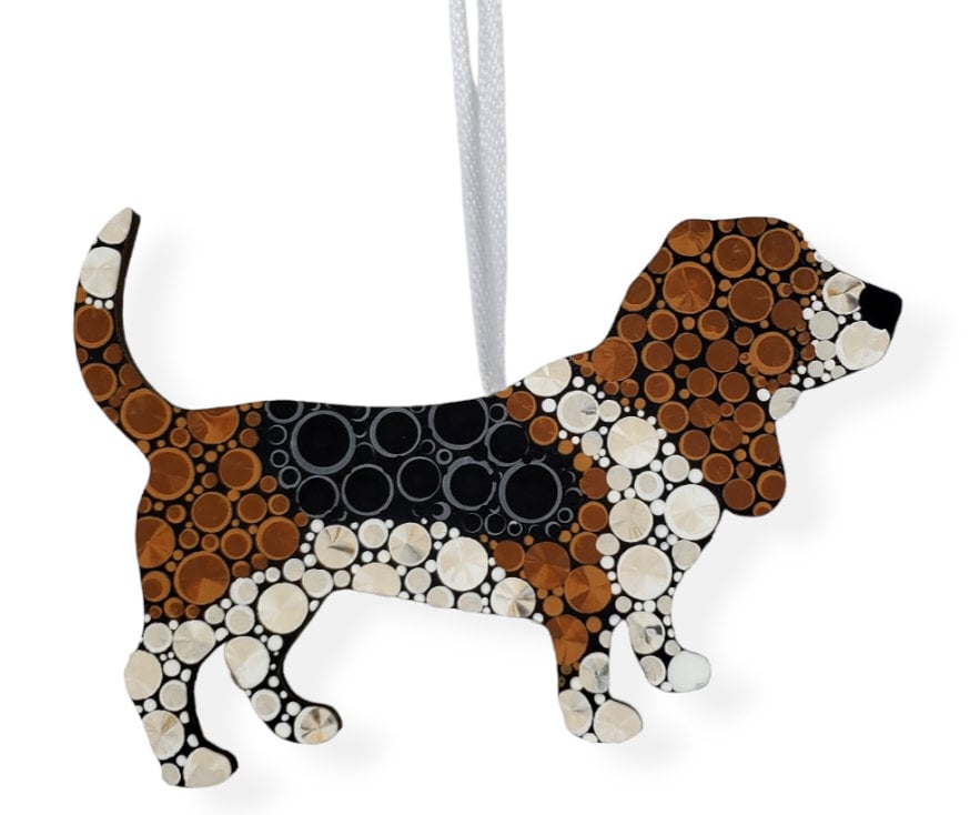 Basset Hound Christmas Ornament Dot Art Christmas Tree Ornament Pet