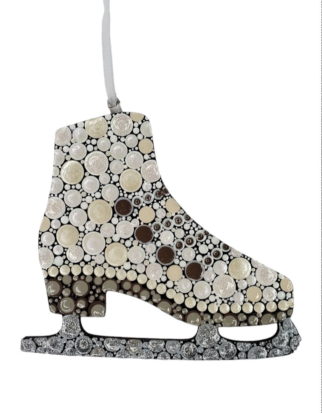 Ice Skate Ornament Dot Art Wood Christmas Ornament Ice Skate Gift