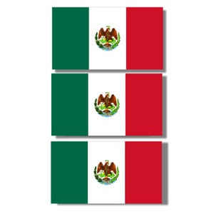 Vintage Mexico Flag Sticker. Mexican Flag Stickers Small. Historic Mexico Flag Decal. 3 Pack (2” x 1.1”)