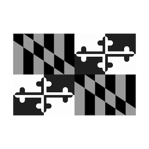 Black Maryland Flag Sticker. Maryland Car Decal. MD Emblem Bumper Sticker. Decoration for Truck, Laptop, Window. 1 American Vinyl 5” x 3”
