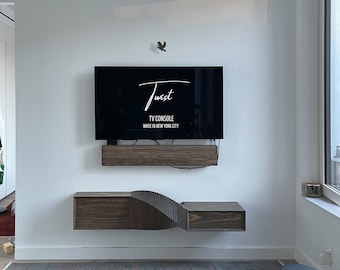 The Twist - Floating TV Console. Made by hand in New York City.