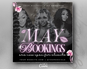 May Booking Flyer, Mothers Day Booking Flyer, May Hair Flyer, May Books Open, May Appointment Flyer, May Book Now, May Lashes Nail Braid Wig