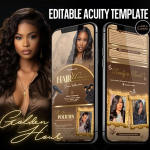 Gold DIY Canva Acuity Booking Site Template, Hair Stylist Acuity Scheduling Template, Booking Site Template, Acuity Scheduling Site, Nail