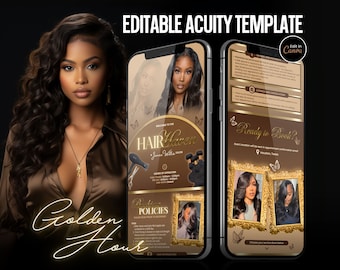 Gold DIY Canva Acuity Booking Site Template, Hair Stylist Acuity Scheduling Template, Booking Site Template, Acuity Scheduling Site, Nail